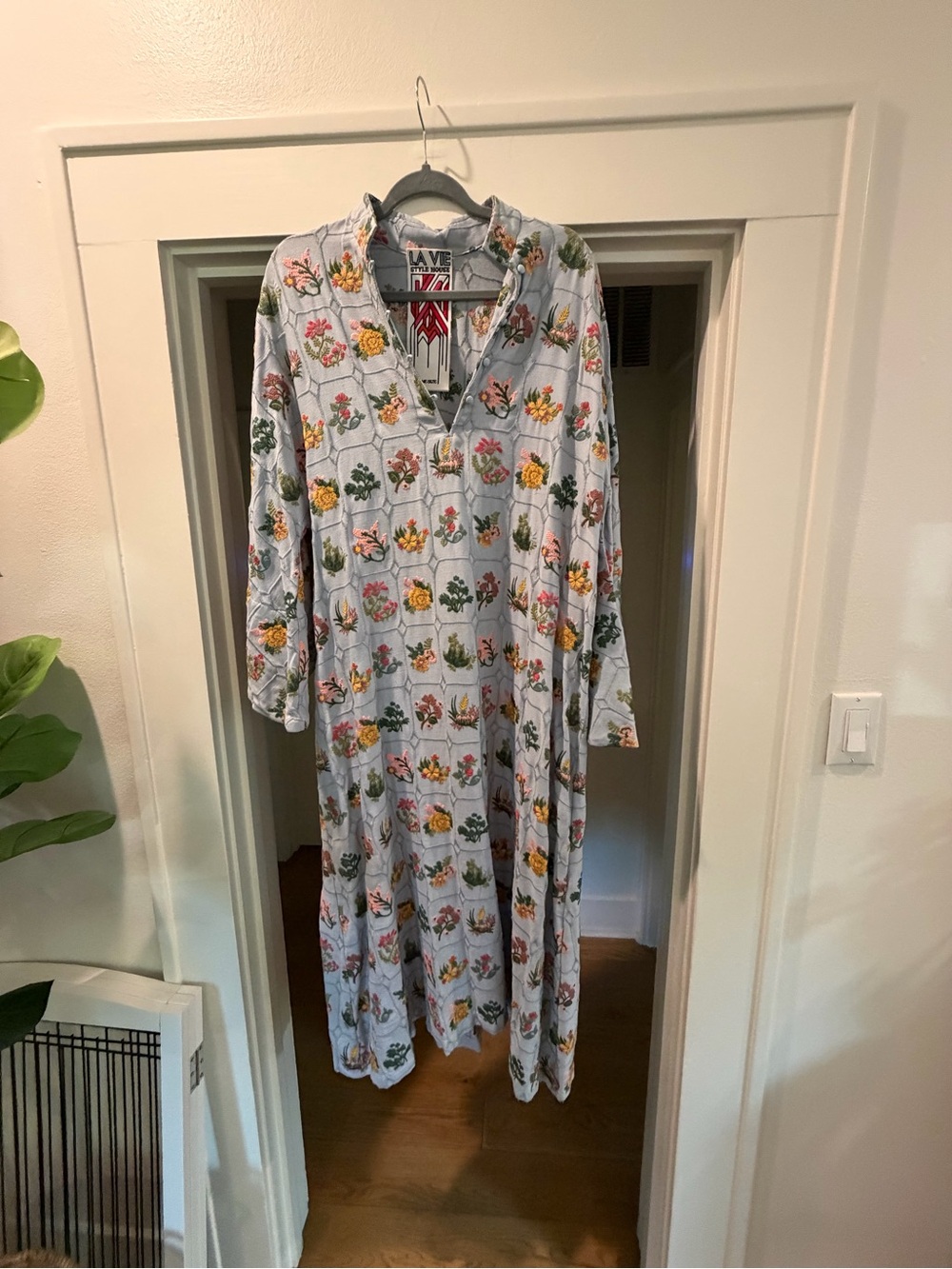La Vie Style House Caftan Light Blue Floral